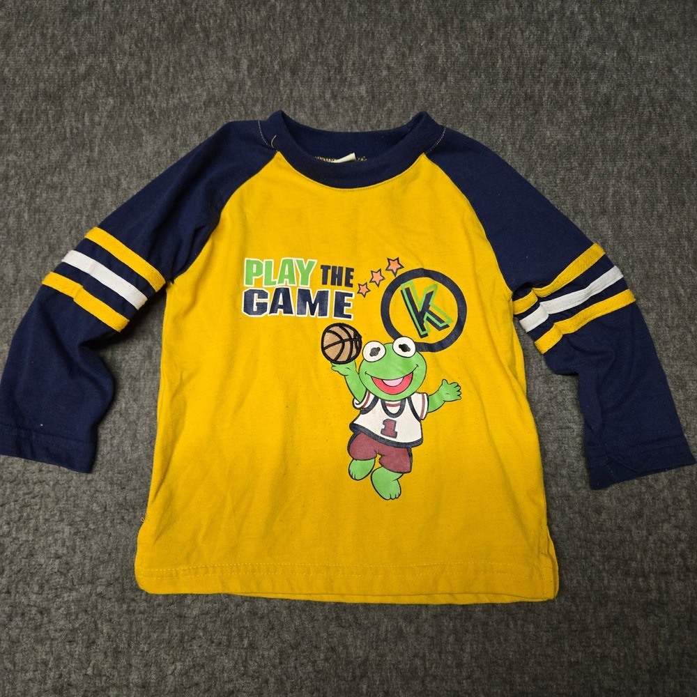 Muppet Babies Vintage Raglan T-Shirt Toddler 24M Yellow Kermit Basketball